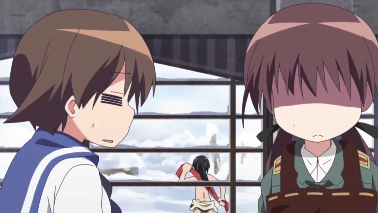 Strike Witches: 501st Joint Fighter Wing Take Off! - Mio naked outside