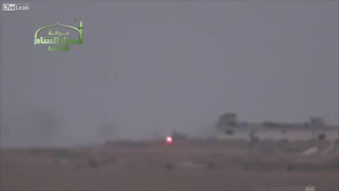 Syrian War near Souran, N. Hama, Konkurs vs. T-72, hit (Ahrar al-Sham) 2013.10.11