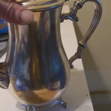 Silver tea pot polishing Before and After