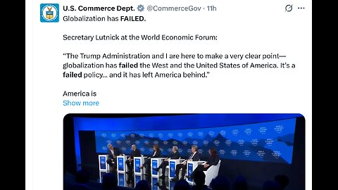 🔴🇺🇸 WEF 2026: Trump's Commerce Sec Lutnick says Globalization is a Failed Policy