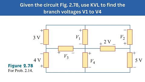 Prob 2.14 | In the circuit Fig. 2.78, use KVL to find the branch voltages V1 to V4 | FEC 4th Edition