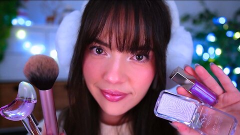 ASMR Giving You an Icy Cold Girl Makeup Look ⛸️❄️🤍 (pampering, layered sounds, positive)