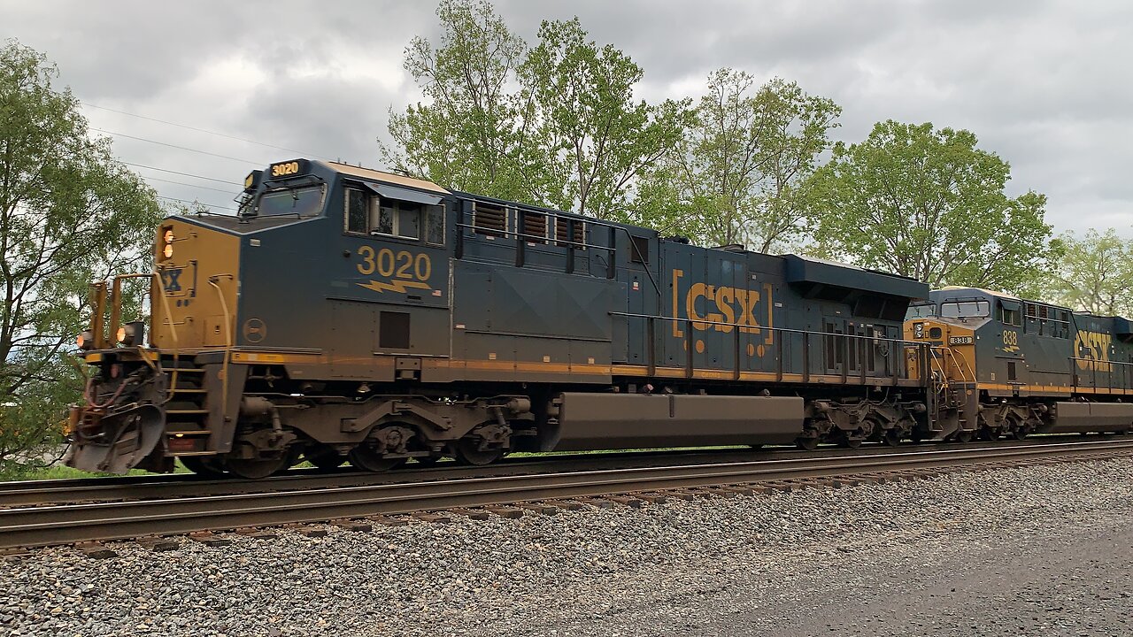 CSX Trains 3020 and 838 with lots of trailers