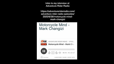 The intro to my interview at Adventure Rider Radio