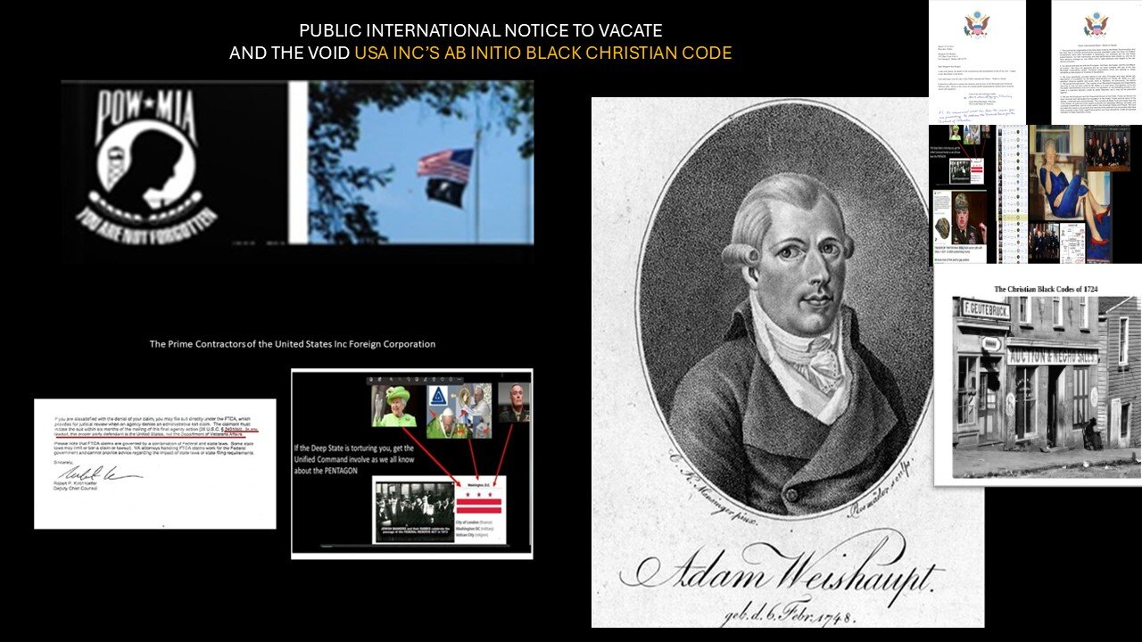 INTERNATION PUBLIC LETTER TO VACATE AND THE USA INC'S VOID AB INITION 1724 BLACK CHRISTIAN CODE