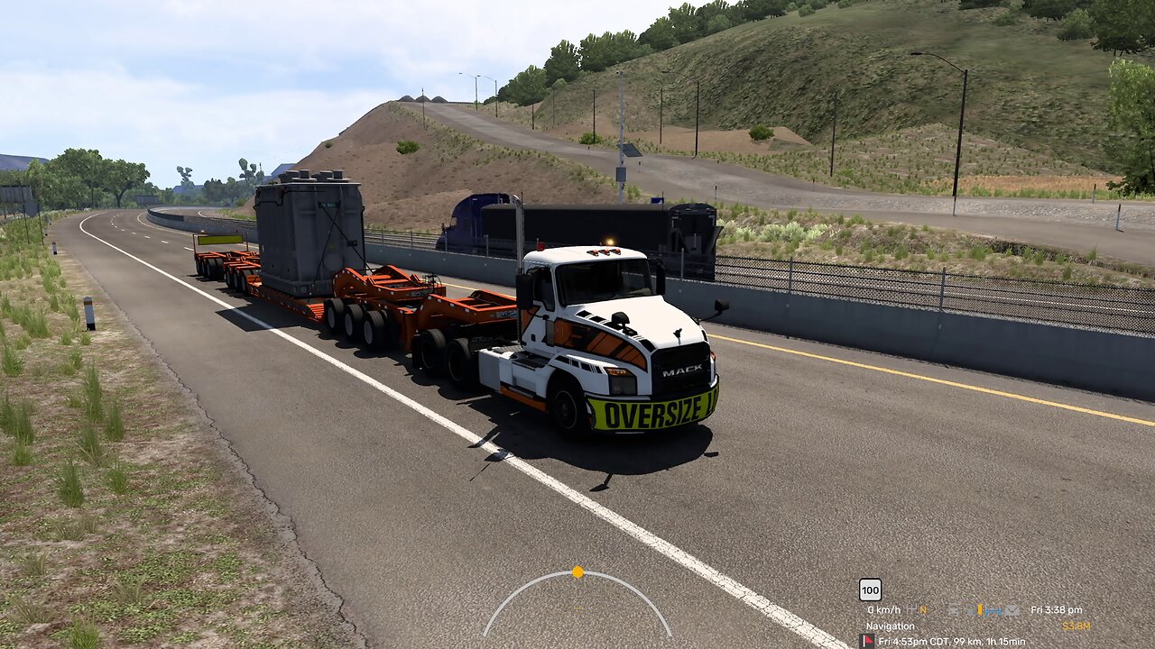 ATS, Uphill 7% grade, Mack Anthem, 77 t, automatic transmission