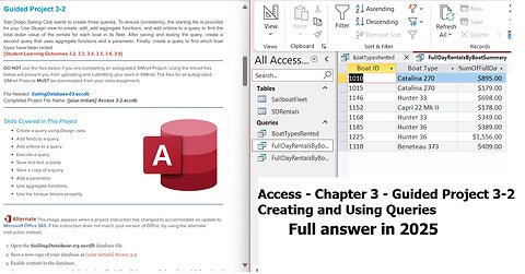Access 2021 - Guided Project 3-2 - Chapter 3 - Creating and Using Queries (Full answer 2025)