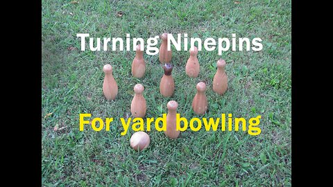 Turning bowling pins / yard skittle pins for a game of nine pins