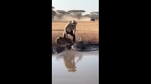 Man Enters Crocodile Swamp Alone – What Happens Next 😰🐊" #ManVsCrocodile #AfricanForest