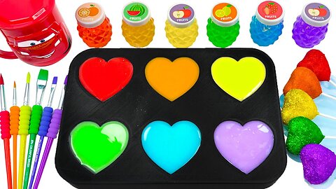 Satisfying Video Rainbow Mixing Lollipop & Color EGGS From Rainbow Magic Slime Heart & Cutting ASMR