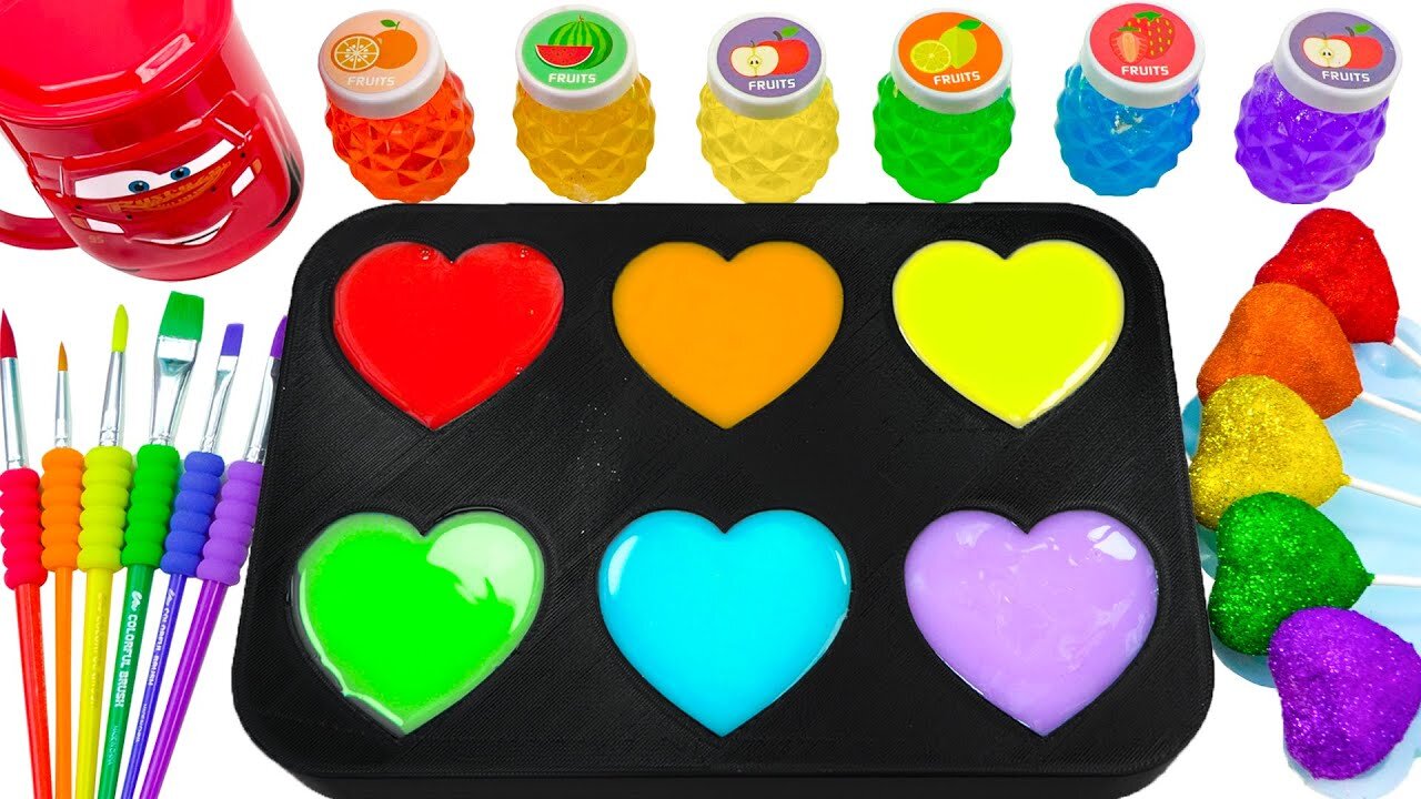 Satisfying Video Rainbow Mixing Lollipop & Color EGGS From Rainbow Magic Slime Heart & Cutting ASMR
