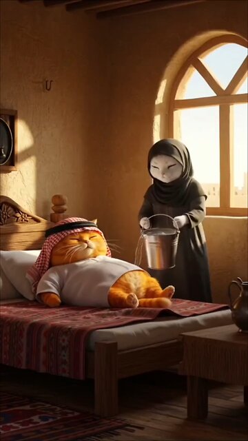 cat family spend their day