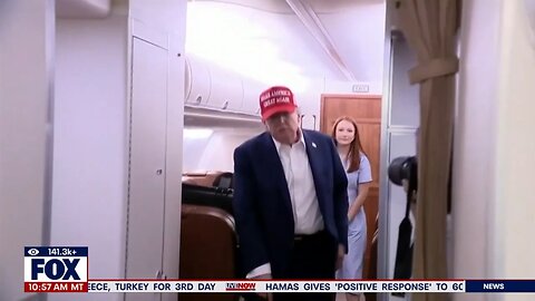 President Trump speaks aboard Air Force One