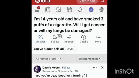 I'm 14 years old and have smoked 3 puffs of a cigarette. Will I get cancer or will my ..