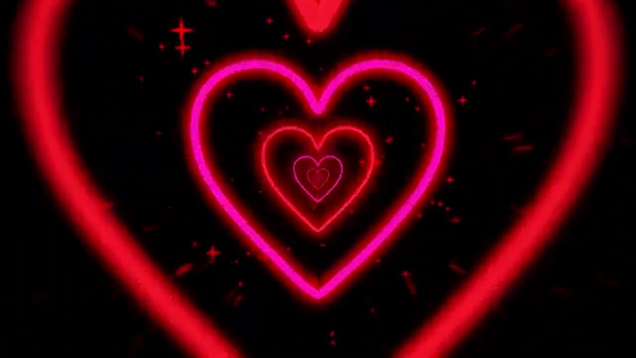1141. 4 Hours Neon led lights Heart Tunnel Particles Background Heart