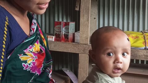 Cute baby and mom