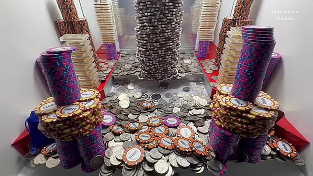 Super risky 1 Quarter challenge high limit coin pusher
