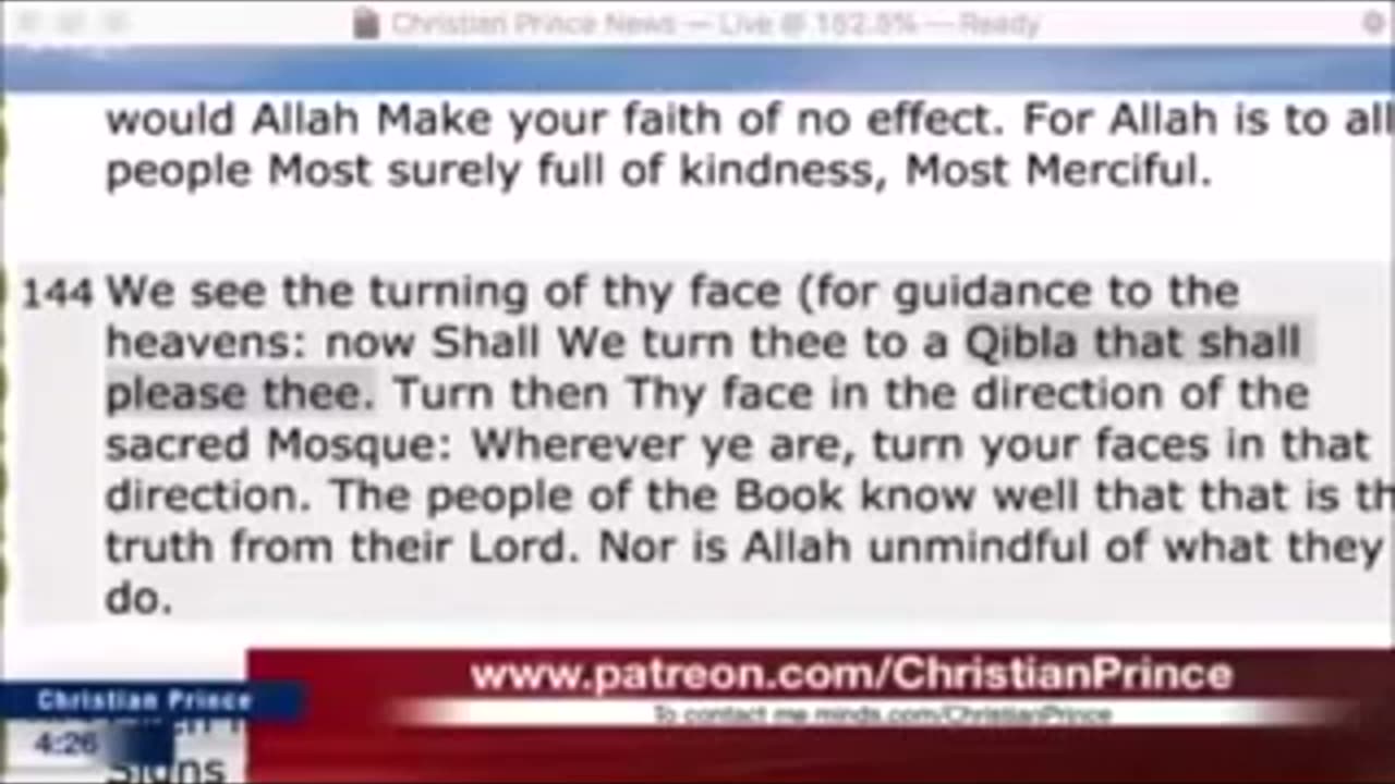 Christian prince Where your god allah he said to muhammad pray towards Jerusalem