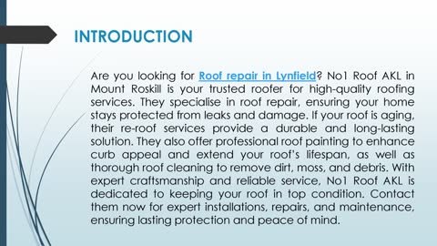 Are you looking for Roof repair in Lynfield?
