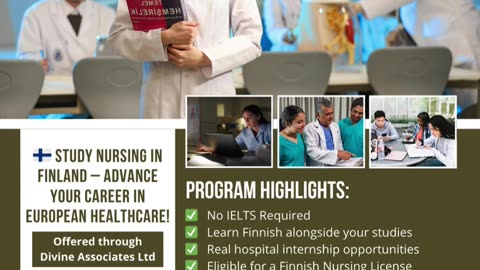 Advance Your Nursing Career in Finland with Divine Associates Ltd – No IELTS Required