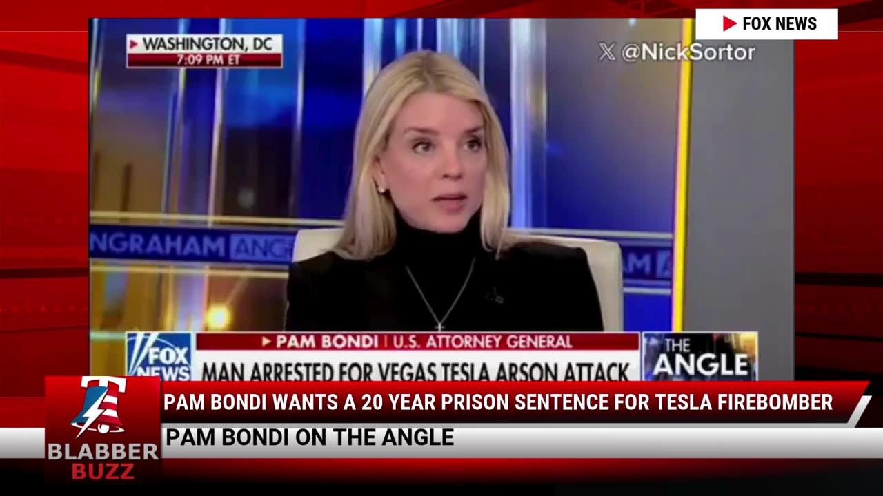 Pam Bondi Wants A 20 Year Prison Sentence For Tesla Firebomber