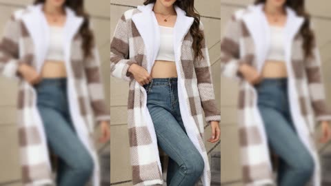 Cozy Plaid Fleece Longline Winter Coat