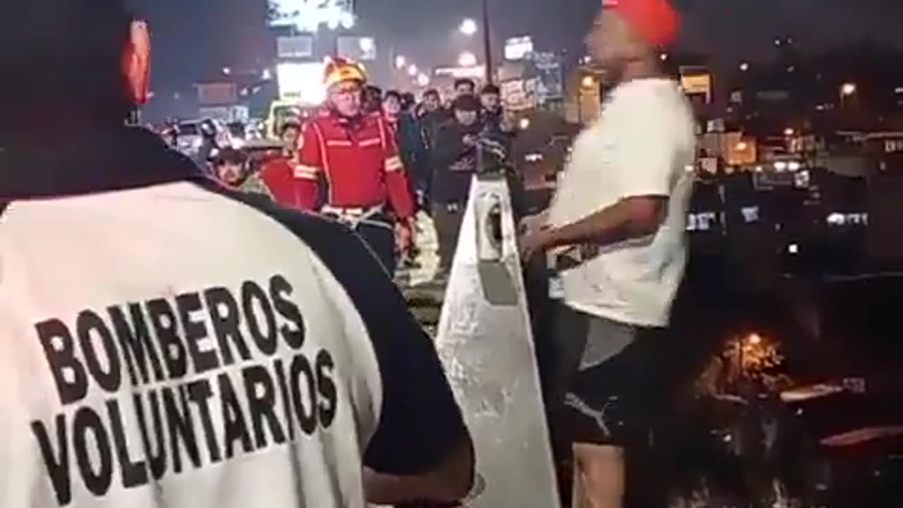 He jumps.....