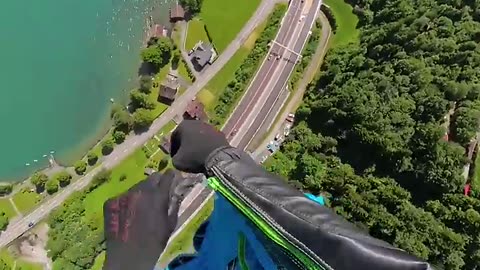 Flying along the mountain
