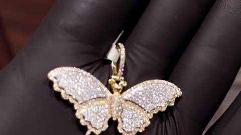 10K Yellow Gold Butterfly Diamond Pendant