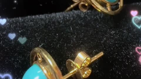 250606-3 14K Gold-Inlaid Turquoise Earrings: Wear the Sky by Your Ears