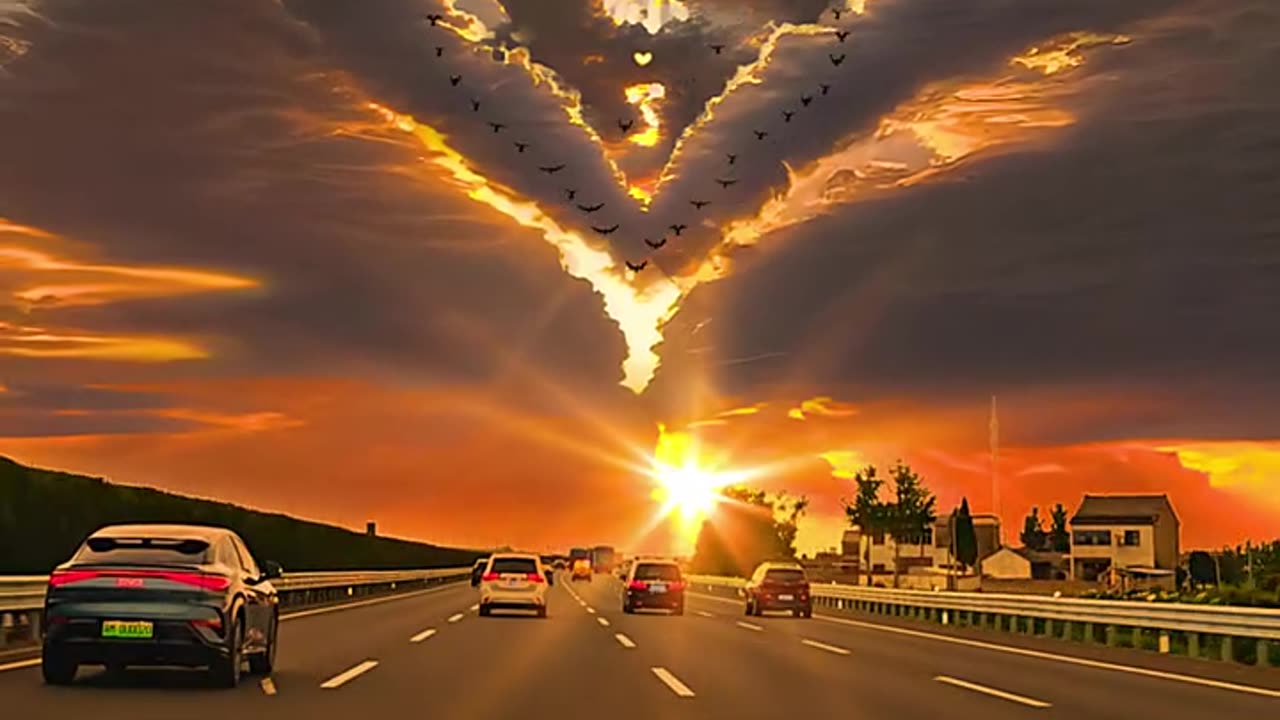 When the Sky Paints a Heart ❤️ | Magical Sunset on the Road