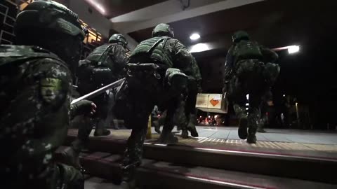 Taiwan Military Police Practice Subway Station Deployments