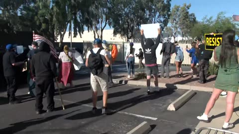 A “Melt ICE” protest at ICE office on Country Club Road in Tucson turned rowdy