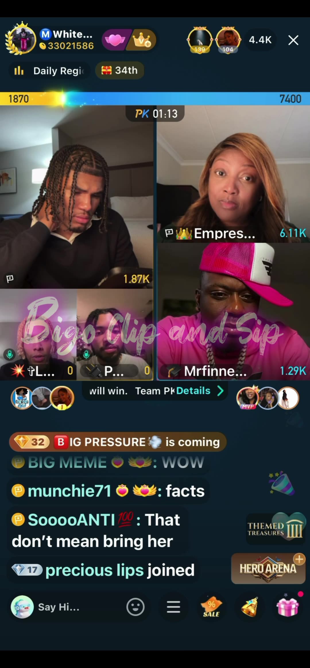 Team PK Maj LateNight Empress Finesse Pablo 11/12/25 #bigoclipandsip