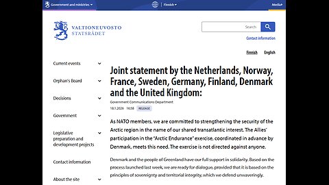 Joint Statement by US Allies on President Trump's Truth Social Post Regarding Greenland & Tariffs