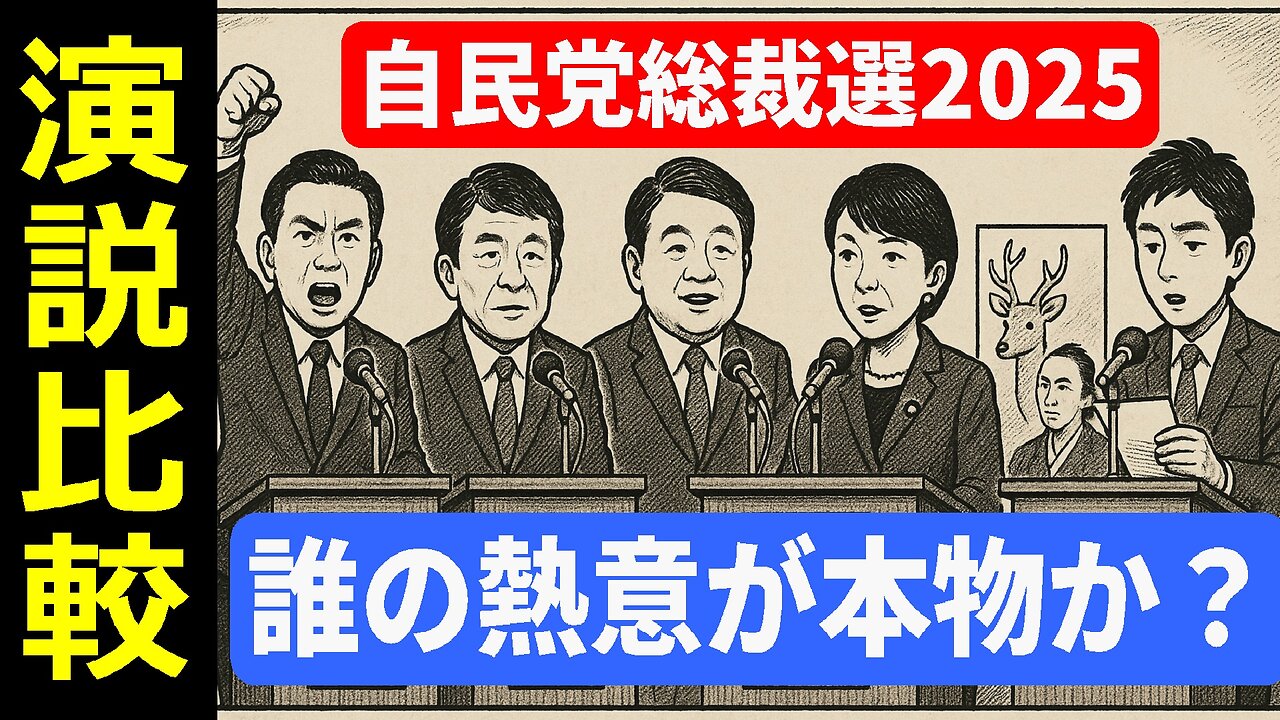 🤣自民党総裁選2025：5人の演説比較と主張の焦点！誰の熱意が本物か？ #総裁選 #小泉進次郎 #高市早苗
