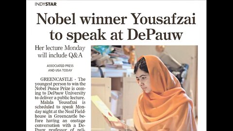 September 3, 2017 - Indy Star Previews Malala's Ubben Lecture at DePauw University