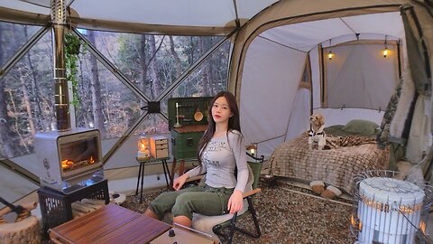 ❄️Connecting a tent to a bedroom in a snowy mountain to create a 2-room