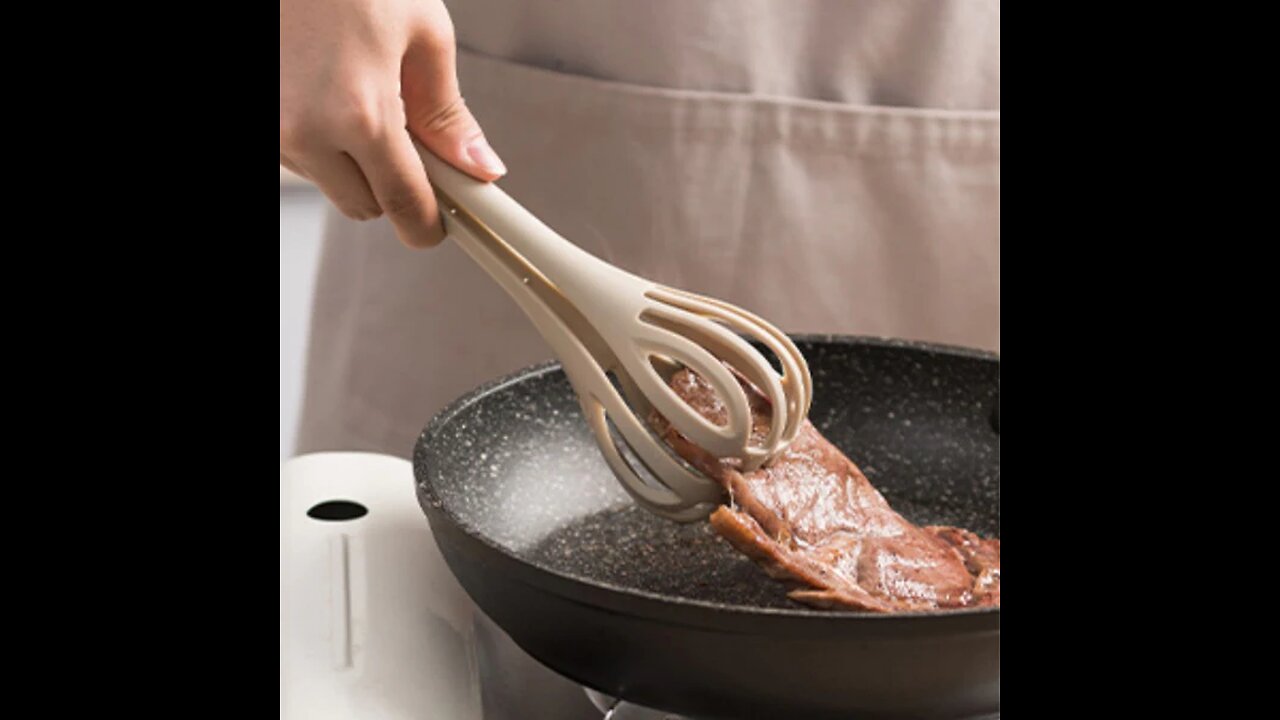 Multi-function Kitchen Tong, with Long Handle & Wide Opening, for Egg, Noodles, Steak, Meat, Bread
