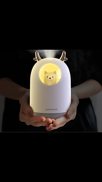 Portable Humidifier with Adjustable Mist, 300ml Water Tank, 7-Color LED Light, Auto Shut-off Design
