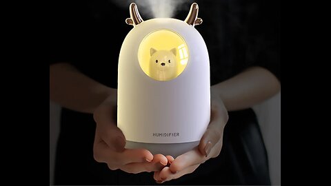 Portable Humidifier with Adjustable Mist, 300ml Water Tank, 7-Color LED Light, Auto Shut-off Design