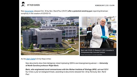 Intelligence Community Collaborated With and Is Now Protecting Dr Ralph Baric, Creator of SARS-CoV-2