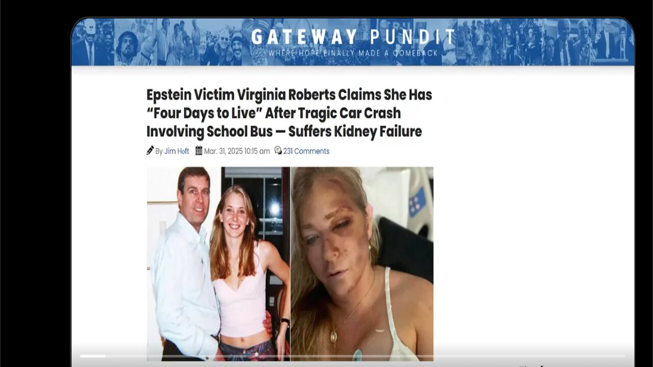 BREAKING: Epstein Victim & Prince Andrew Accuser Virginia Giuffre Has ‘Days to Live’ After Car Wreck