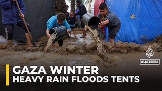 Displaced Palestinian families suffer as heavy rains flood Gaza tent camps