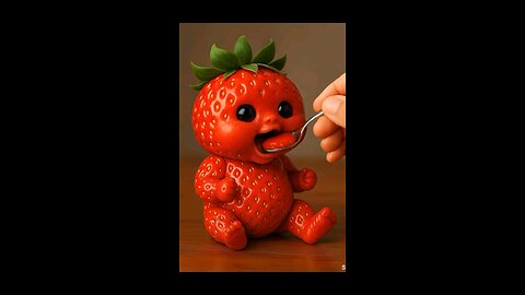 Funny strawberry eating itself 😂😂😂😍😍😍