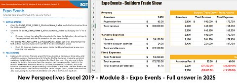 New Perspectives Excel 2019 | Module 8: End of Module Project 2 | Expo Events