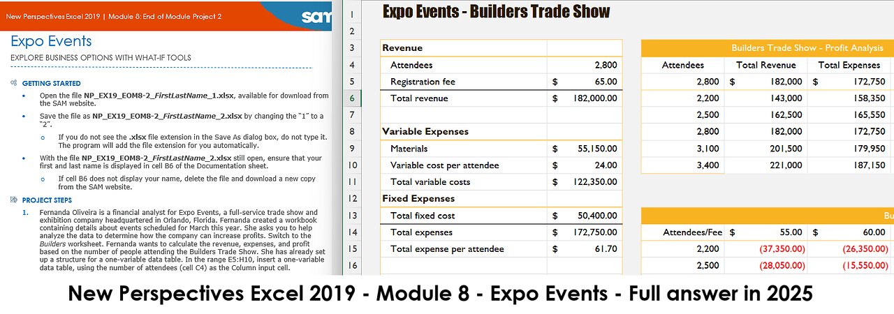 New Perspectives Excel 2019 | Module 8: End of Module Project 2 | Expo Events