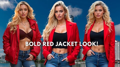 Bold & Chic: How to Style a Red Jacket with a Black Crop Top and Blue Jeans