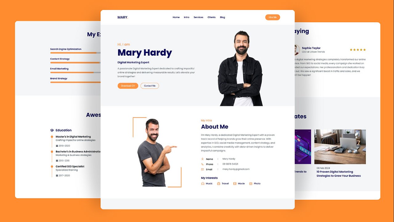 Responsive Portfolio Website Design Using HTML, CSS & JavaScript