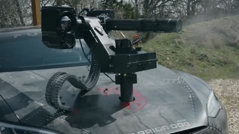 Richard Ryan mounted a minigun on top of his Tesla Model S Plaid